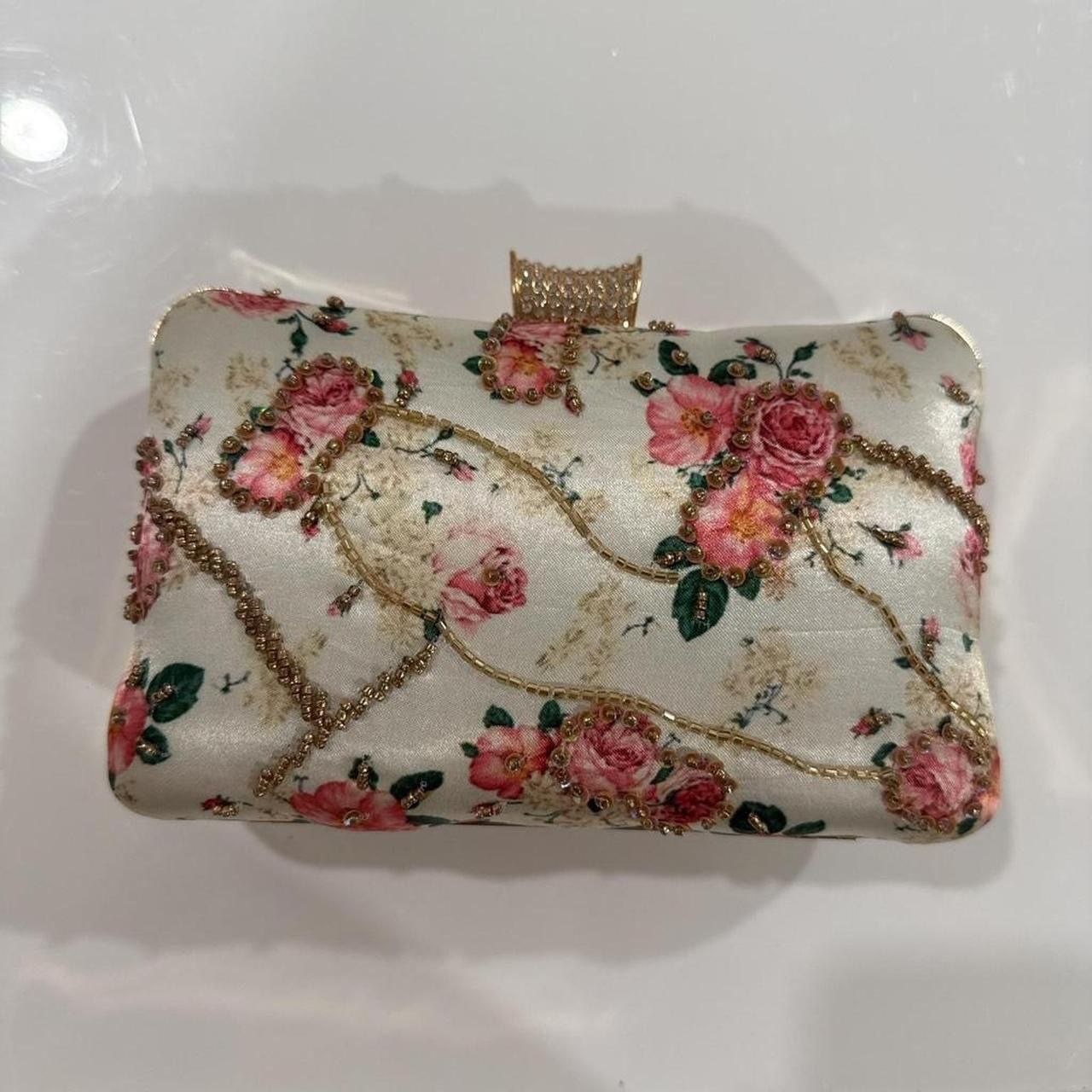 New | South Asia Dreamy Floral Satin Clutch