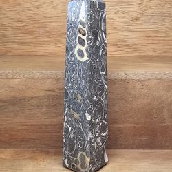 1pc Turritella Agate 5.36” Obelisk Polished Stone Tower with Fossils from the Green River in Wyoming, USA ID#002
