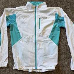The North Face Flight Series Jacket Women’s Small White Aqua Blue Ultralight Full Zip Running  The North Face Flight Series ultralight performance jac