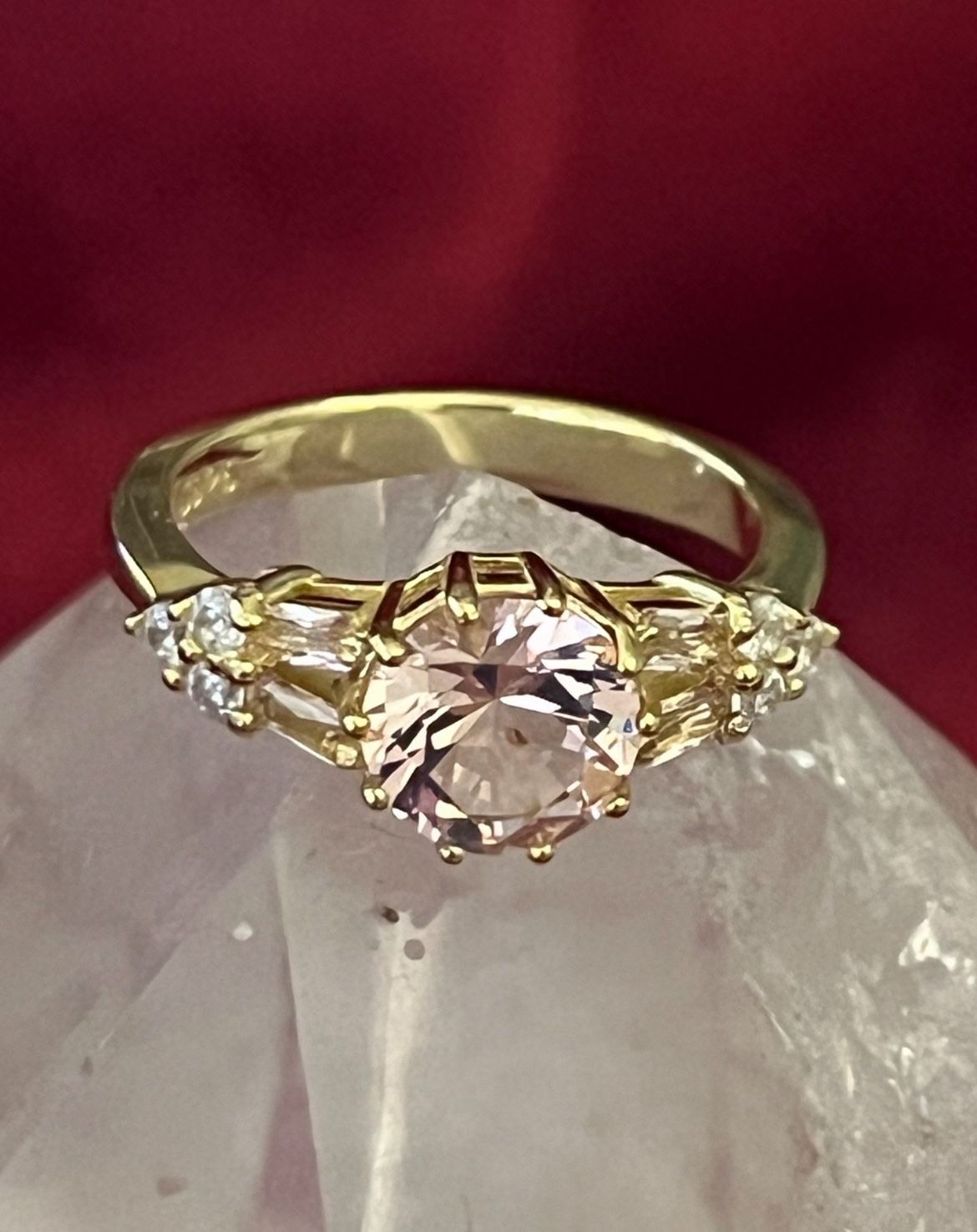 Morganite Ring 14K Gold Plated