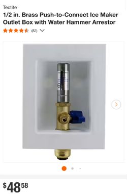 1/2 in. Brass Push-to-Connect Ice Maker Outlet Box with Water Hammer Arrestor