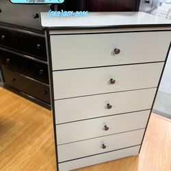 Five Drawer White With Black Trim New Chest Cajonera Comoda Nueva 