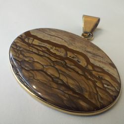 14K Gold Obsidian Pendant 