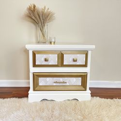 Cream With Gold Accent Side Table 