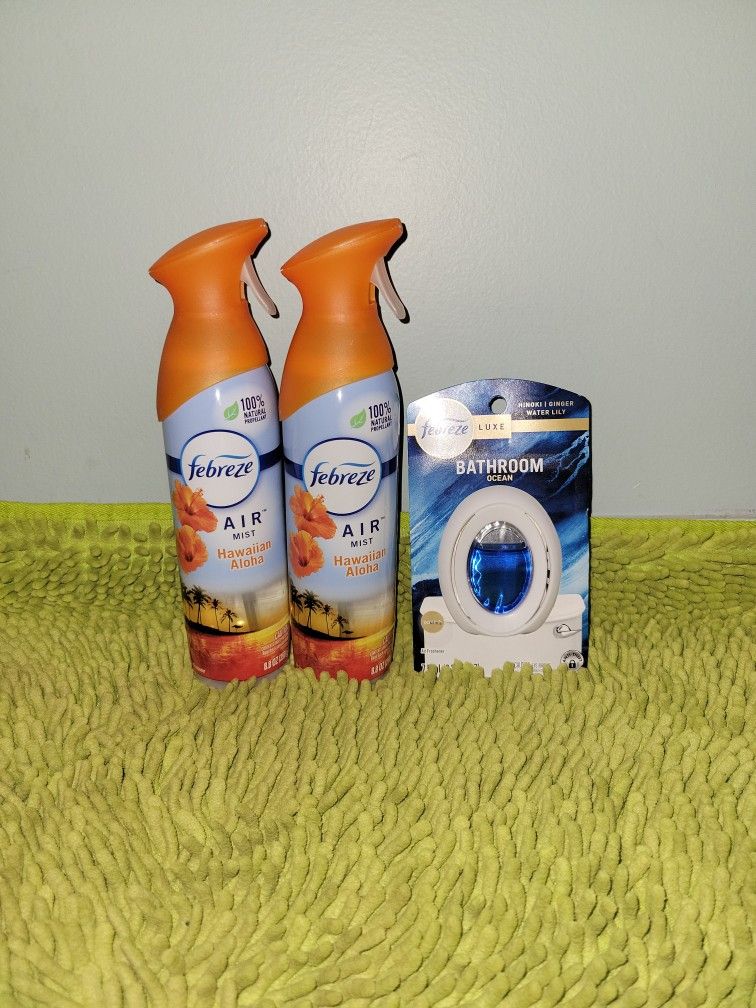 2 Febreze Spray Hawaiian Aloha 8.8oz/1 Febreze Bathroom Ocean