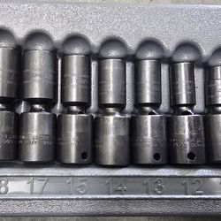 Snap On 7pc 3/8" Drive Metric Semi-Deep Swivel Socket Set