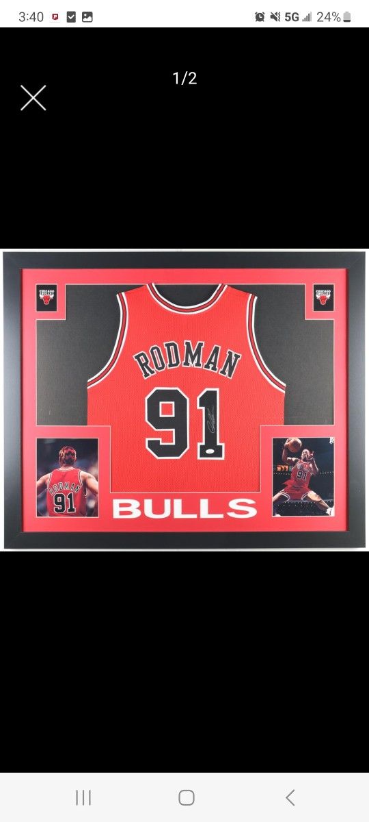Dennis Rodman Signed Custom Framed Jersey