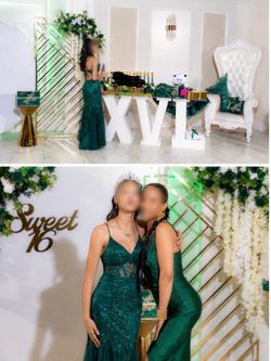 Emerald Green Sequin Mermaid Formal Gown
