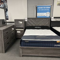 4PC Gray Queen Bedroom Set 