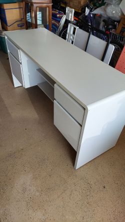 White Office Desk with Drawers