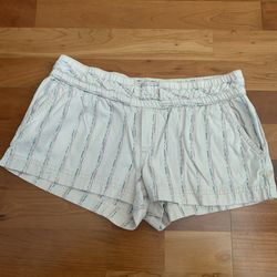 Roxy Striped Cotton Casual Shorts White Multicolor Elastic Waist Women,size S