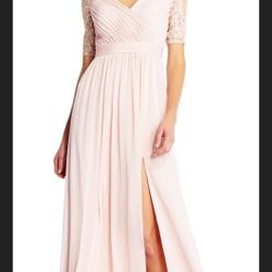 Designer Sequin Tulle Gown With Side Slit