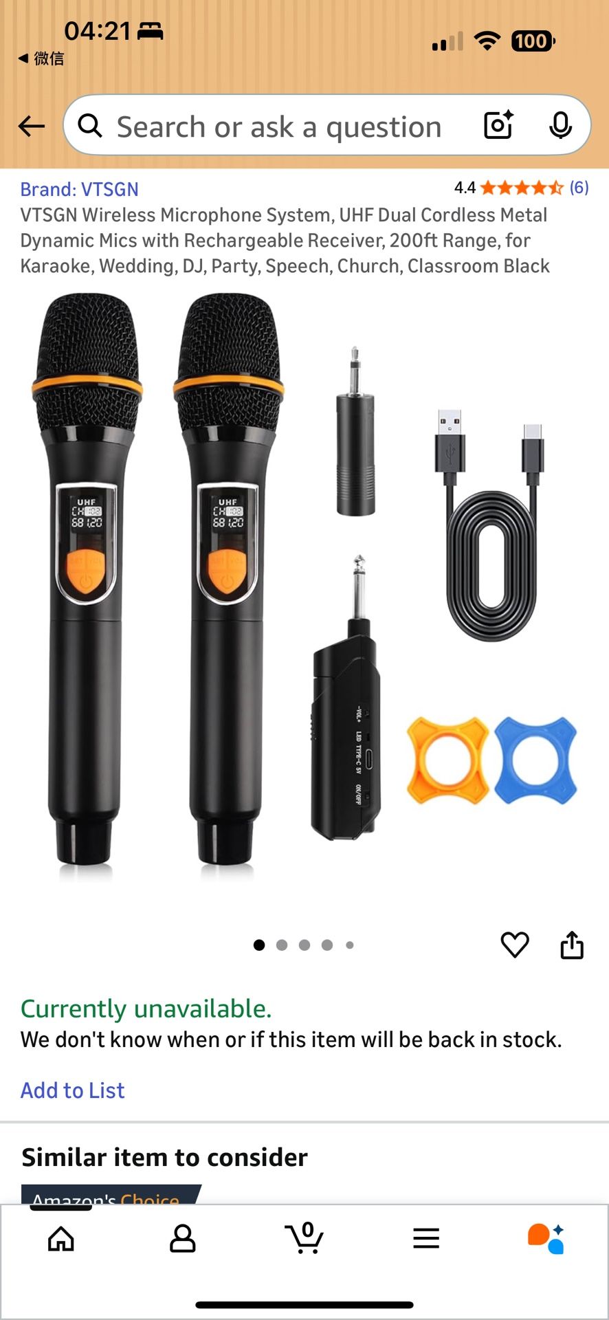 VTSGN Wireless Microphone System, UHF Dual Cordless Metal Dynamic Mics with Rechargeable Receiver, 200ft Range, for Karaoke, Wedding, DJ, Party, Speec
