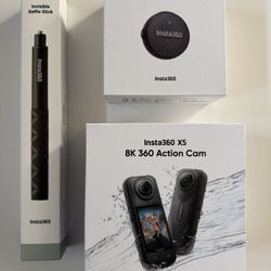 Insta360 X5 with NIB Mic Air and Selfie Stick
