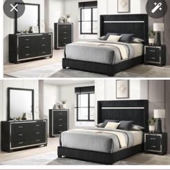 4- Pc Bedroom set Dresser,Mirror  Nightstand (1) Queen size bed frame  Not including Mattress and Box Sp
