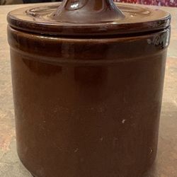Vintage Stoneware Jar Crock With Lid 