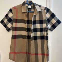 Burberry Men's Plaid Shirt - Tan, Black, and Red