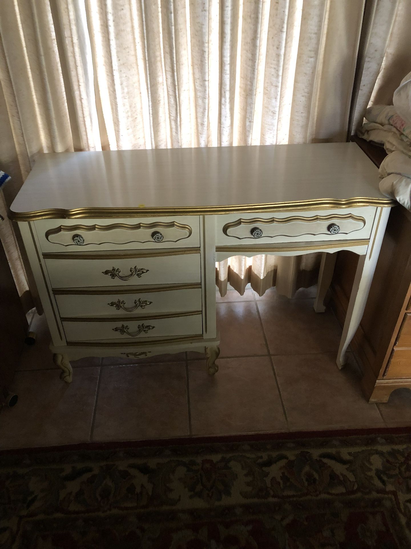 Antique White & Gold Desk 