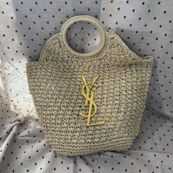 Woven Raffia Gold Woven Shopping Bag