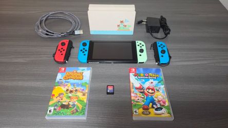 Nintendo Switch Animal Crossing Edition with Games & Extra Controllers
