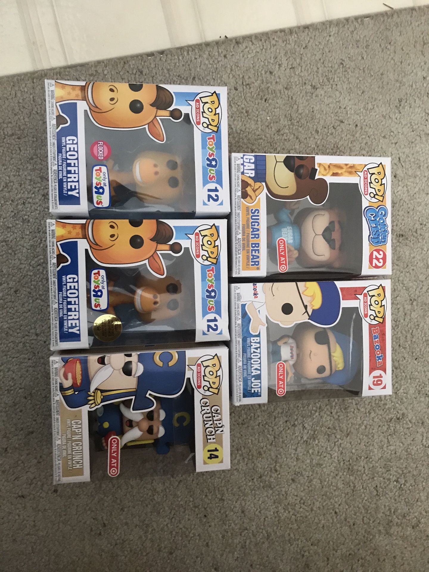 Funko pop ad icon assortment few box issues Geoffrey Cap'n Crunch sugar bear bazooka