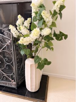 Tall Decorative Floor Vase with Floral Arrangement