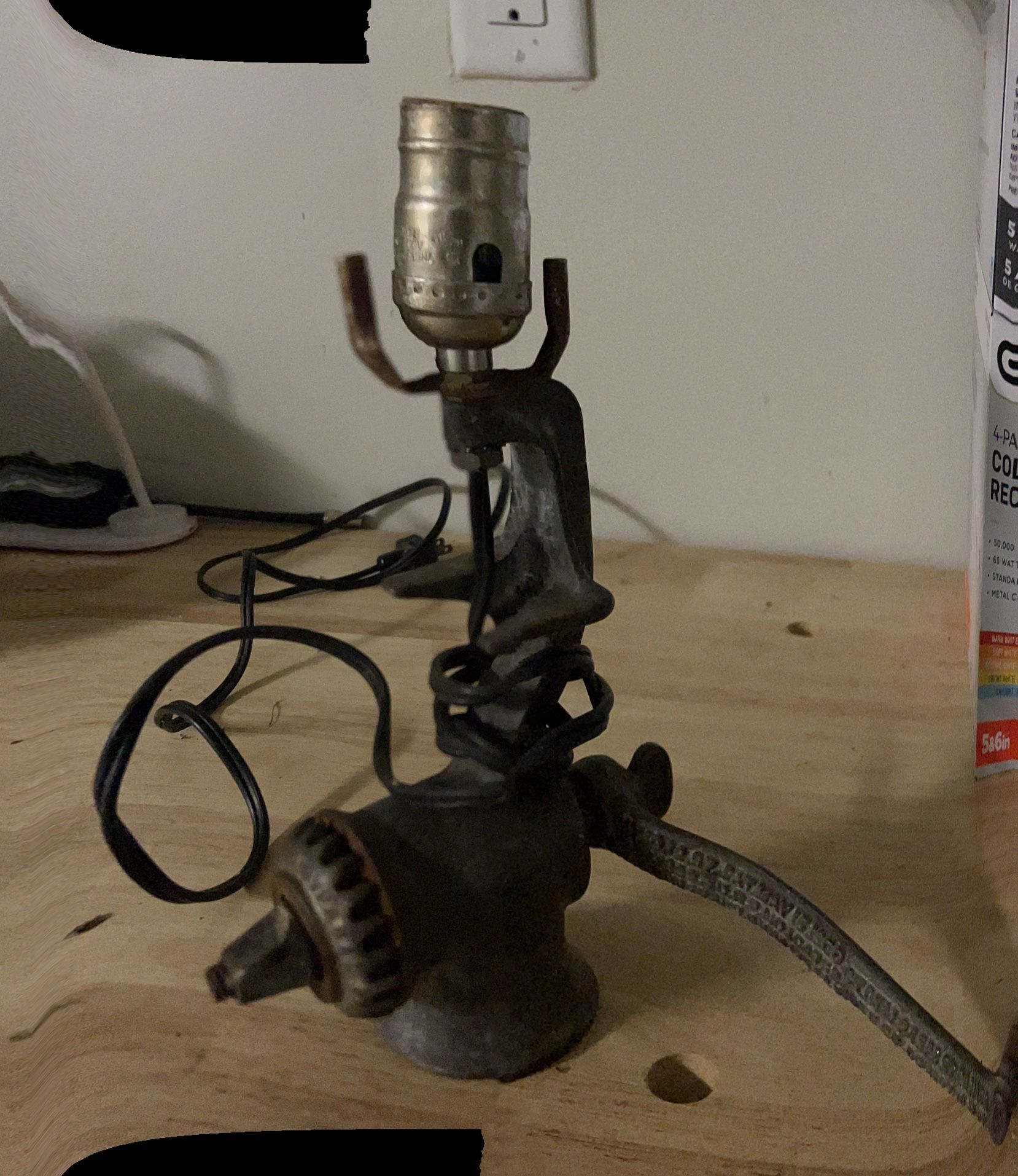 Antique Meat Grinder Lamp