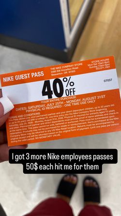 Nike employee store pass