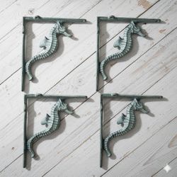 New! {Set of 4}  7.75" Seahorse Shelf Brackets Coastal Nautical | PU in Kendall or Winter Sgs FL