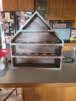 Rustic Wood House-Shaped Display Shelf