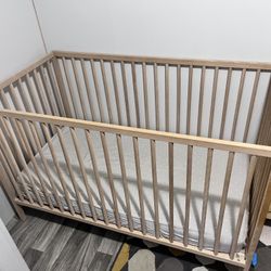 IKEA Sniglar Baby Crib, Mattress And Sheet