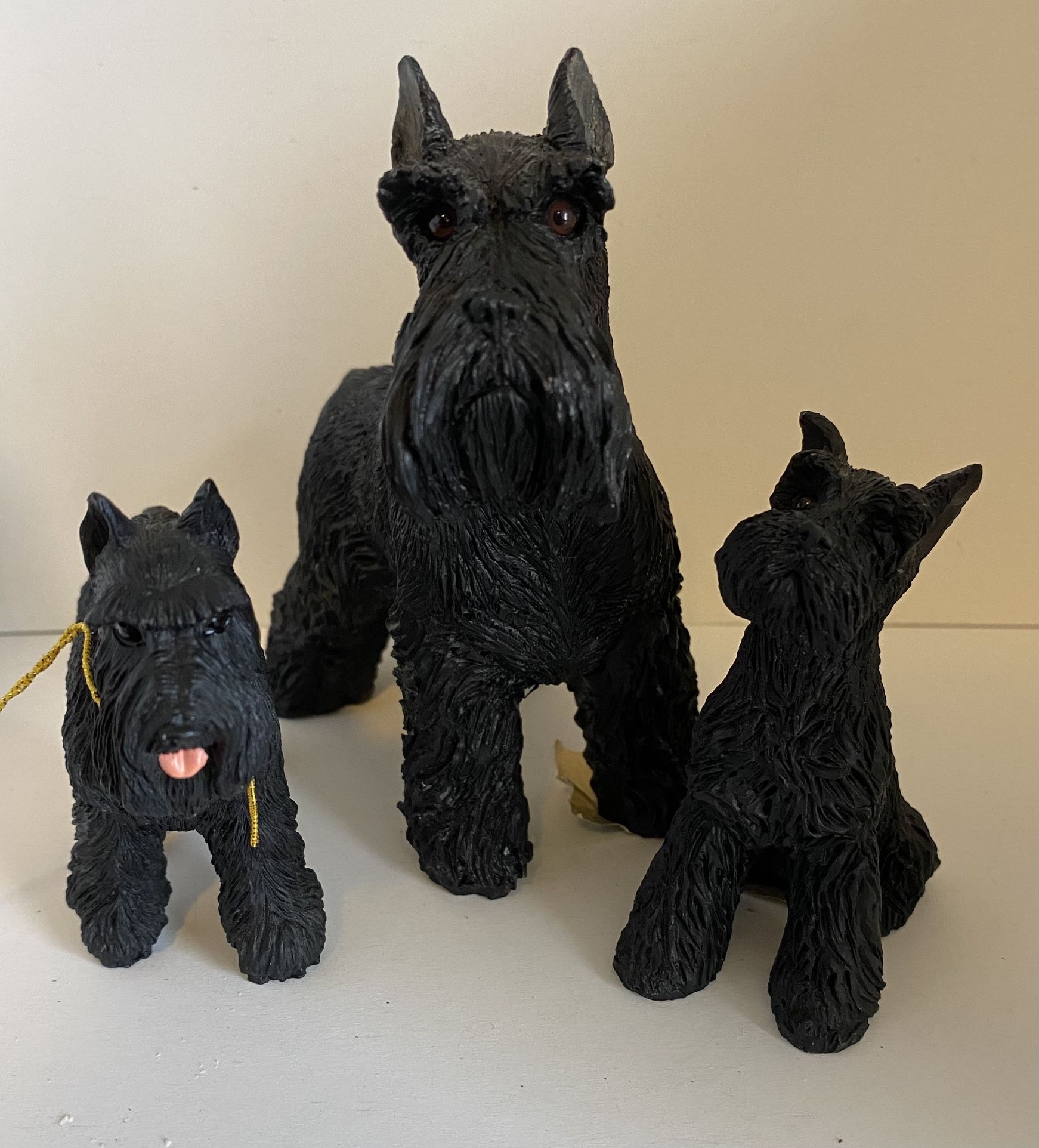 LOT of 3 Black Schnauzer Dog Figurines (Resin). See Description For Full Info