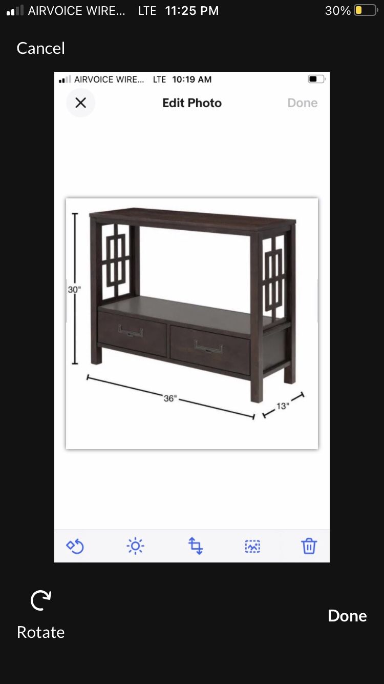 36in Espresso Rectangle Wood Console Table