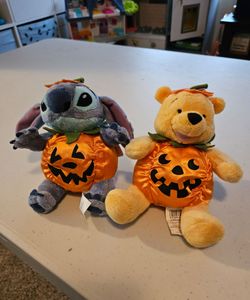 Disney Weenie The Pooh and Stitch Halloween plushes !!