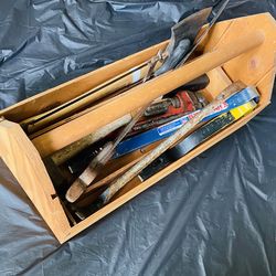 TOOLS-CARPENTERS TOOLBOX 11”W x 26”L x 10”H And TOOLS - See Description