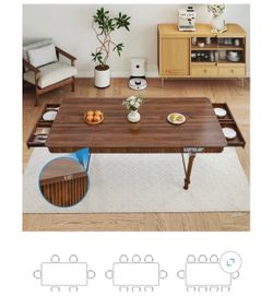 78 Inch Fluted Rectangular Kitchen Dining Table with 4 Drawers for 6 8 10 - Walnut New in Box