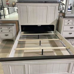 Antique White Bedroom Set Queen or King Bed Dresser Nightstand Mirror Chest Options Sawyer 