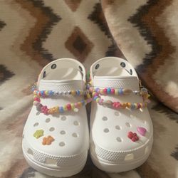 Crocs Classic Rainbow White Festival Vibes Clog Slip On Women 8