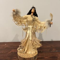 Helen Harmon Folk Native American Indian Cornhusk Doll Figure Great Spirit 2002