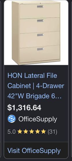 HON 4 drawer lateral file cabinet