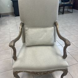 DREXEL HERITAGE Louis XVI French Provincial Cream Stripe Upholstered Accent Arm Chair. 2 Available $400 Each