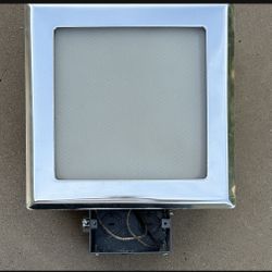 Vintage Emerson Electric Mid Century Modern All Metal Recessed Hallway Bathroom Bedroom Kitchen Light Fixture Chrome Frosted Glass