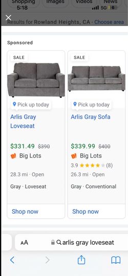 Arlis gray living room couch/loveseat/recliner