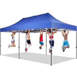 10x20ft Instant Pop up Canopy, Folding Heavy Duty Height Adjustable Shelter Gazebos with Wheeled Bag