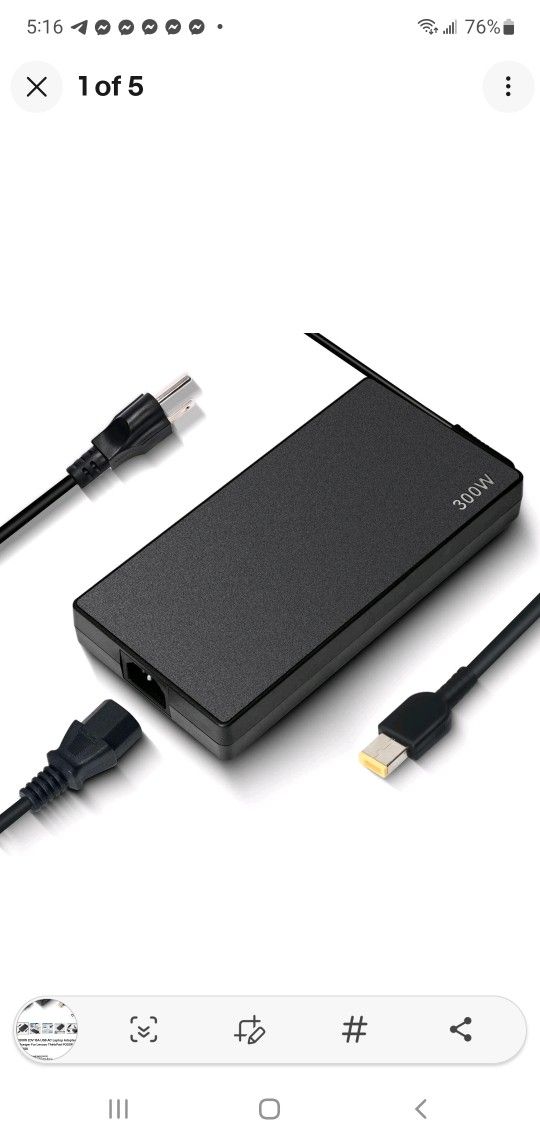 🔥 BRAND NEW 300W Laptop Charger – 20V / 15A for Lenovo ThinkPad (Slim Tip)