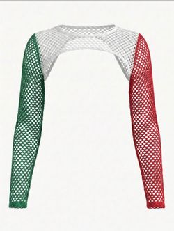 Hollow mesh fitted for crop top Mexican flag team