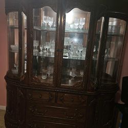 Two Peace Wood China Cabinet With Lights 