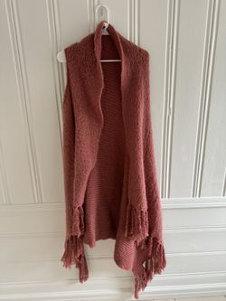 Francesca's One Size Poncho Sweater Oversized Open Fuzzy BOHO