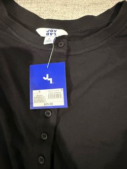 Joy Lab Black Henley Top Size Small