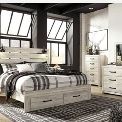 Cambeck Whitewash Footboard Storage Bedroom Set